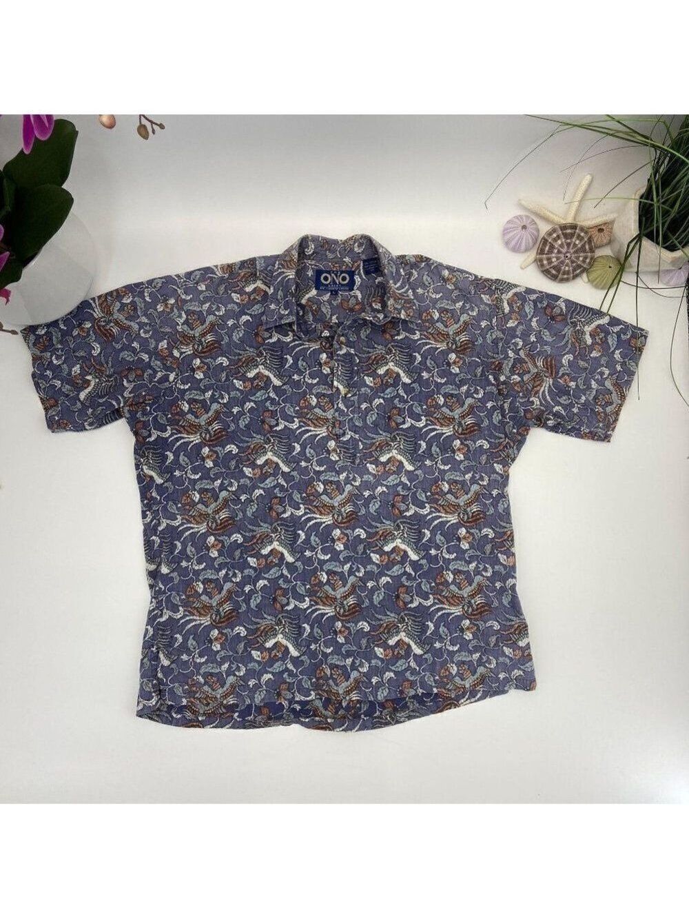 Vintage Hawaiian Shirt Ono & Co Blue